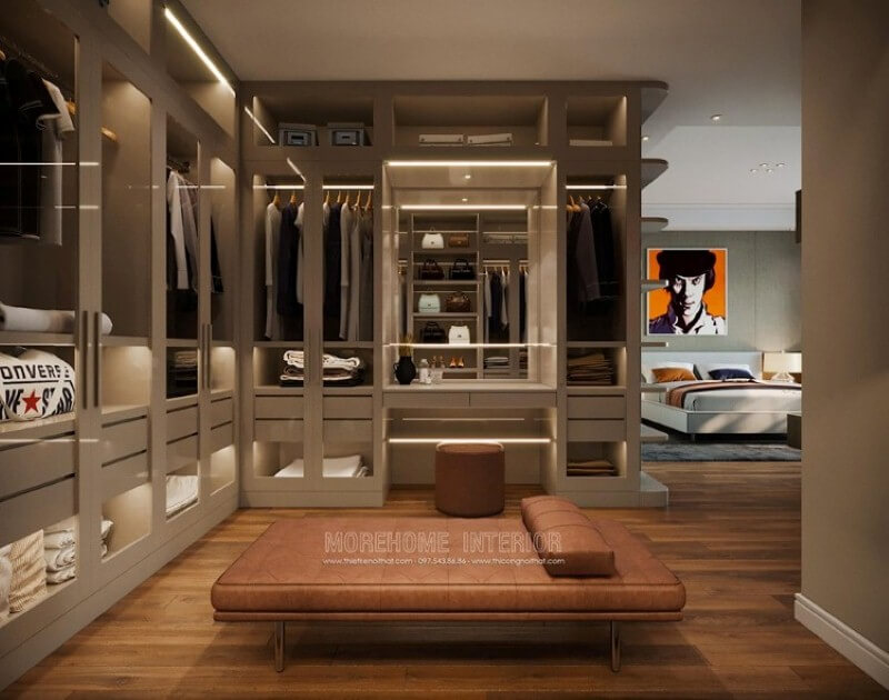 Mẫutrang trí phòng ngủ liền phòng thay đồ đẹp, sang trọng Thiết kế nội thất chung cư