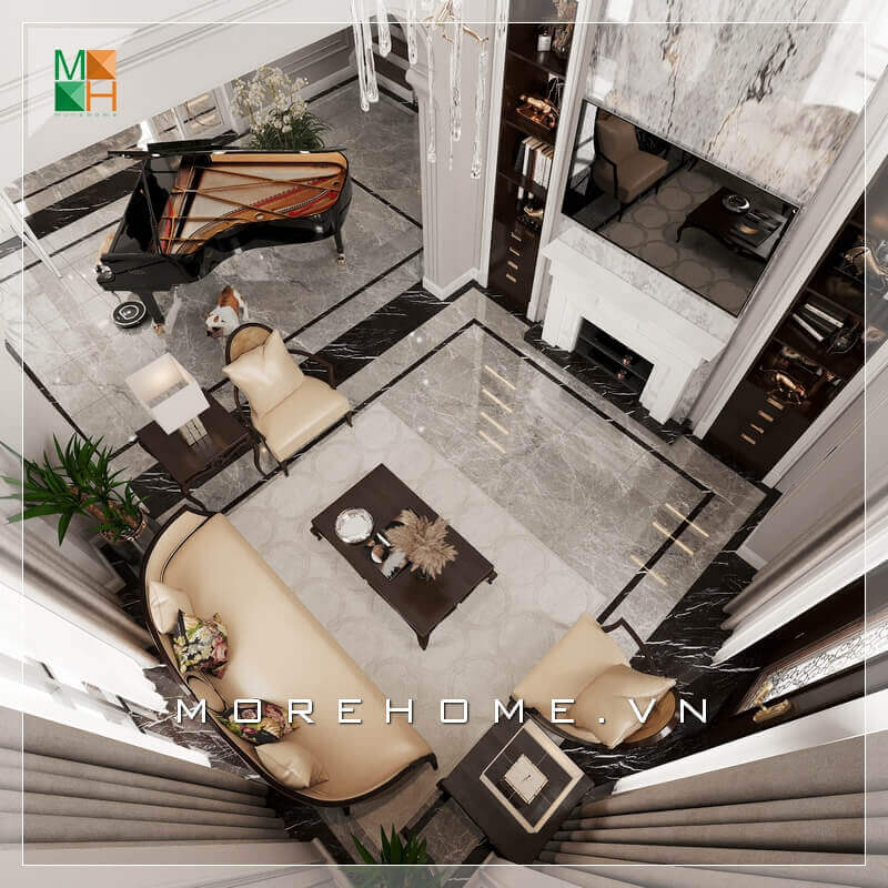 Giới thiệu mẫu thiết kế nội thất phòng khách sang trọng, cao cấp mang phong cách tân cổ điển cho chung cư cao cấp, căn hộ penthouse, biệt thự, nhà phố. Mẫu nội thất biệt thự đẹp