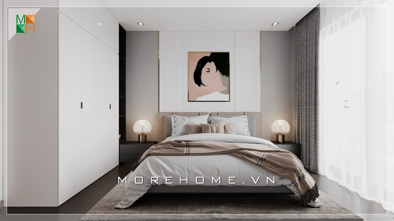 Mẫu tranh canvas in hình rất độc đáo và tạo sự ấm cúng cho không gian phòng ngủ