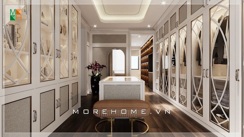 Mẫu thiết kế nội thất phòng thay đổi từ cổ điển sang hiện đại rất thuận tiện cho các căn hộ, nhà phố và biệt thự.