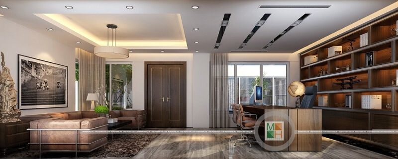 và hiện đại. Mẫu thiết kế văn phòng của giám đốc được trang bị tinh tế bằng cách kết hợp các đồ nội thất hiện đại, lịch sự và sang trọng.